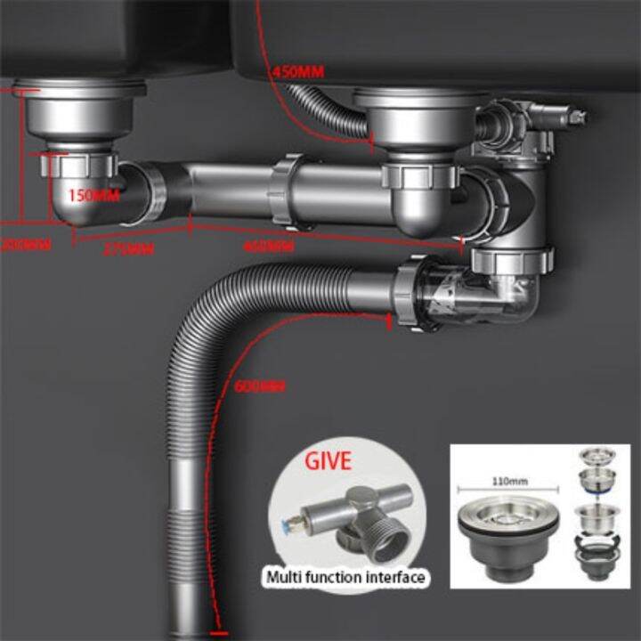 110Mm 304 Stainess Steel Kitchen Sink Drainer Kitchen Drain Pipe Wash
