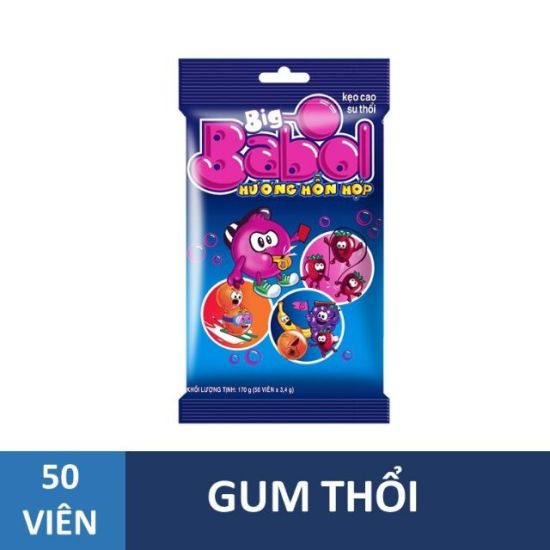 Kẹo sing-gum big babol hương hỗn hợp kẹo cao su thổi gói 50 viên - 170g - ảnh sản phẩm 4