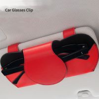 【jw】△◎┋  Leather Car Glasses Holder Sunglasses Clip Card Ticket Organizer Accessories