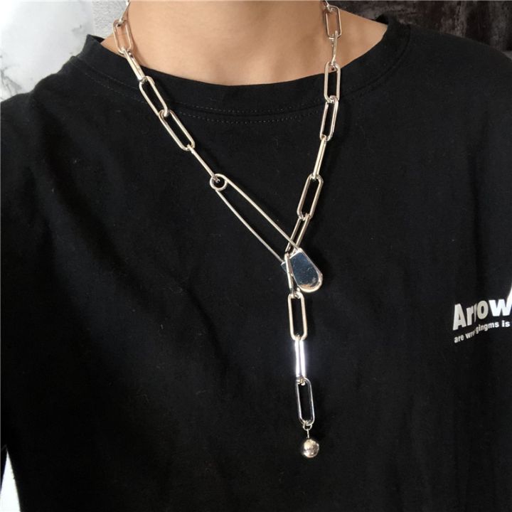 jdy6h-new-exaggerated-personality-metal-lock-women-pendant-alloy-simple-hip-hop-long-chain-necklace-women-accessories-gift