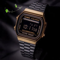 Casio A168WEGB-1B นาฬิกาผู้ชายและผู้หญิง นาฬิกาแฟชั่นอินเทรนด์ ลำลอง