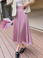 Elegant Goddess Long Pleated Skirt Woman Summer Elastic Waist A Line Skirts For Women Office Solid Midi Skirt Popular Holiday