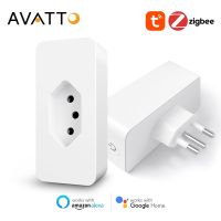 AVATTO Tuya Zigbee 16A Brazil Smart Plug with Power MonitorSmart Life Remote Smart Socket OutletWork with Alexa Google Home