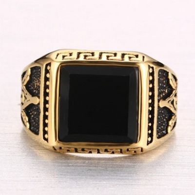SEUSUK Masonic ring with black stone for mens Masonic ring COD