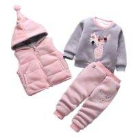 2019 Rushed New Baby Christmas Cartoon Autumn Winter Warm +sweatshirt+pants 3pcs Infant Kids Children Sports Suit Clothes0-4y