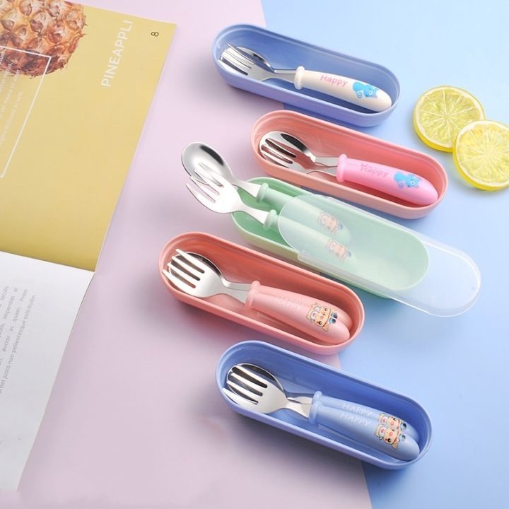 baby-gadgets-tableware-set-children-utensil-stainless-steel-toddler-dinnerware-cutlery-cartoon-infant-food-feeding-spoon-fork