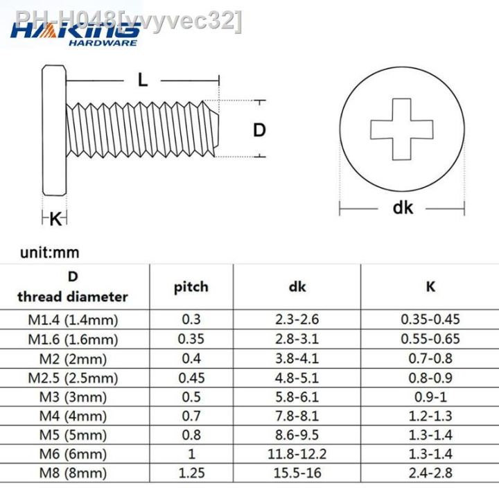 10-25-pcs-cm-m1-4-m1-6-m2-5-m3-m4-m5-m6-a2-304-cross-stainless-steel-phillips-ultra-thin-ultra-low-flat-round-head-bolt