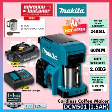 Makita 18V LXT / 12V max CXT Cordless Coffee Maker DCM501Z Household Jobsite  Portable Compact Coffee Machine