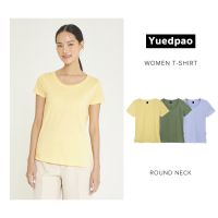 Yuedpao แท้100% ไม่ย้วย ไม่หด ไม่ต้องรีด ผ้านุ่มใส่สบายมาก เสื้อยืดเปล่า เสื้อยืดสีพื้น เสื้อยืดคอกลมผู้หญิง Set 3 สี