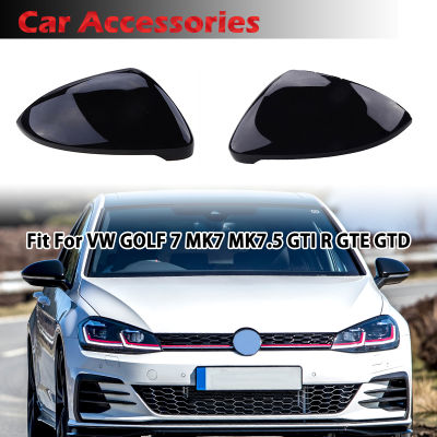 สัมผัสเคลือบเงาสีดำกระจกมองหลังปกกระจกมองข้างหมวกอุปกรณ์เสริมในรถยนต์เหมาะสำหรับ VW G Olf 7 MK7 MK7.5 GTI R GTE GTD 2013-2020