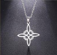 Vintage Silver Color Witch Knot Necklace for Women Stainless Steel Choker Necklaces Amulet Protection Supernatural Jewelry Gift