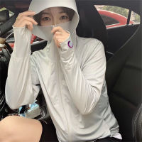 Sun Protection Hoodie Jacket ผ้าไหมน้ำแข็งแขนยาว Breathable Sun Protection Clothing