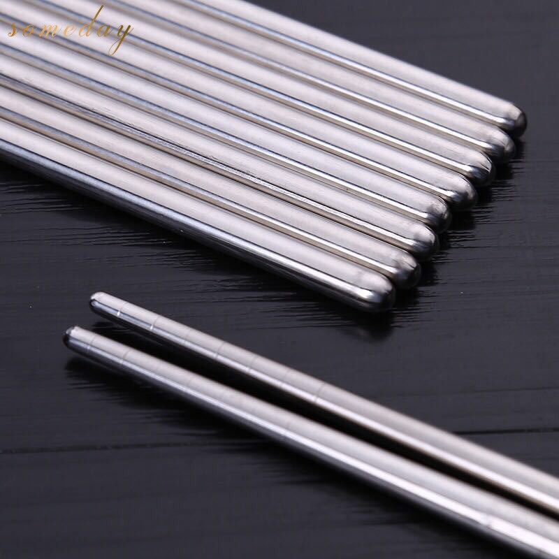 Tools Metal Chopsticks Anti-Scald Stainless Steel Chopstick Chinese Non-Slip LO 