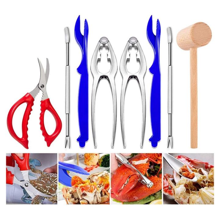 8-pcs-seafood-tools-set-includes-2-crab-crackers-2-lobster-shells-2-crab-leg-forks-1-crab-mallet-and-1-seafood-scissor