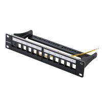 10-Inch 12-Port Blank Patch Panel Rack Installation Including Cable Management Support Rods for Cat.5E/Cat6 RJ45 Modules