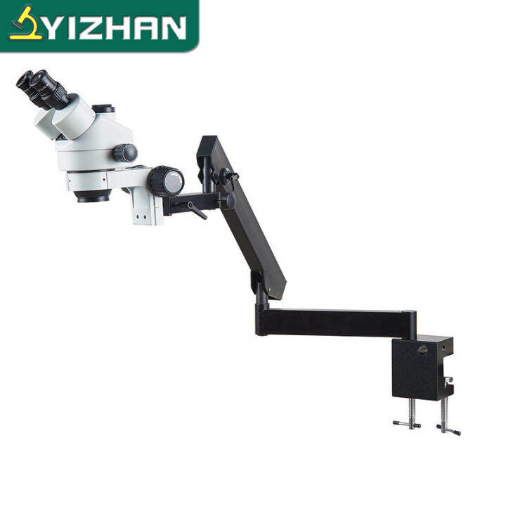 yizhan-7x-45x-อุตสาหกรรมกล้องจุลทรรศน์สเตอริโอ-trinocular-articulating-arm-pillar-clamp-zoom-38mp-hdmi-กล้องวิดีโอของขวัญ-led-light