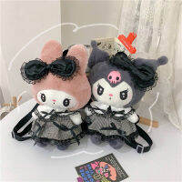 SANRIO Kuromi MELODY DRESS กระเป๋าเป้สะพายหลัง แต่งลูกไม้ สีดํา สําหรับเด็ก และผู้ใหญ่