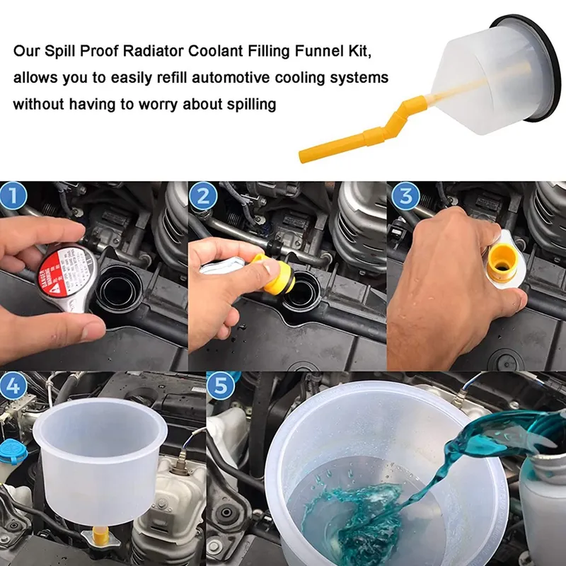 Epauto Spill Proof Radiator Coolant Filling Funnel Kit