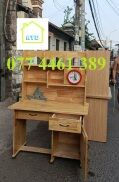 Bàn học gỗ tự nhiên bàn học liền kệ sách đa năng thiết kế đơn giản tiện lợi