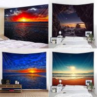Customizable Cave Starry Sky Tapestry Sea Sunrise Sunset Wall Hanging Home Living Room Bedroom Background Cloth Beach Mat