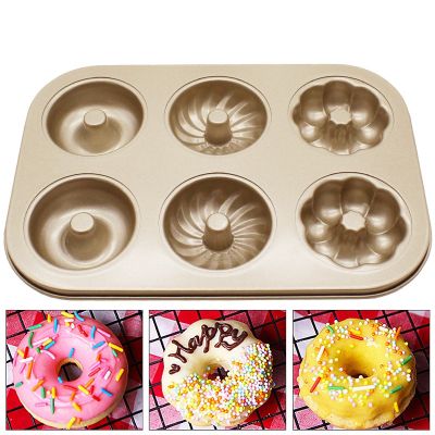 6 Hole Baking Pan Carbon Steel Cake Baking Mold Baking Tray Non-Stick Muffin DIY Cartoon Cake Pan Moulds Donut Baking Pans