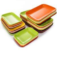 2pcs Colorful Melamine Rectangular Dish Sausage Powder Plastic Fast Food Restaurant Barbecue Dish Porcelainous Cold Dish