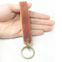 YLTEI Vegetable Tanned Leather Pure Handmade Bronze Horseshoe Car Key Chain Ring Buckle Pendant,Cowhide Retro Metal Keychains