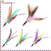 {Questionno} 5ชิ้น/ล็อตของเล่นแมวสีสันสดใส Feather สำหรับ Interactive Cat Wand