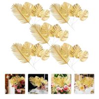 【DT】 hot  Golden Monstera Leaf Wedding Fake Decor Simulated Decoration Leaves Artificial