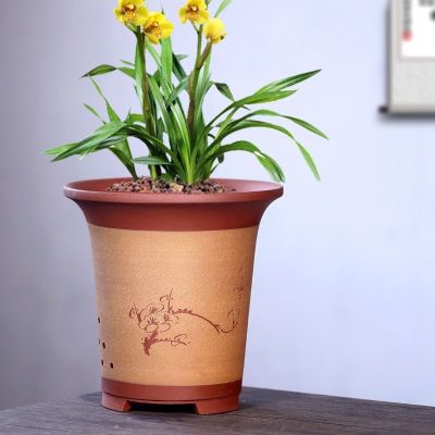 [COD] Yixing purple sand flowerpot green radish plant large potted handmade personalized rose flower