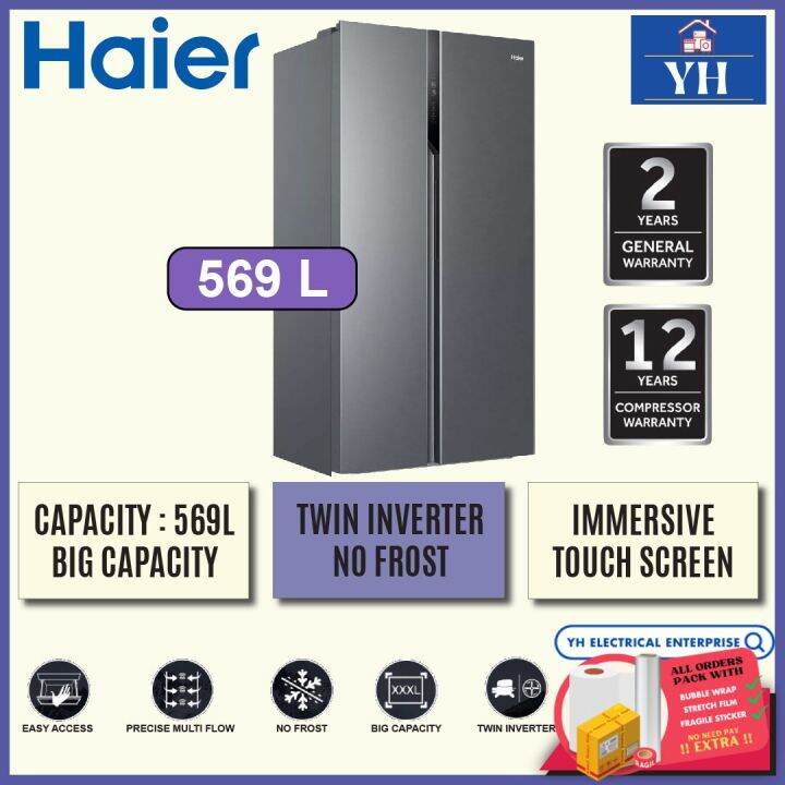 Haier 569L Twin Inverter Technology No Frost Side by Side Refrigerator