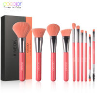 Docolor Makeup Brushes 10pcs Neon Peach Makeup Brush Set Synthetic Hair Foundation Powder Blending Face Eyeshadow Make Up Brush