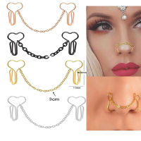 Fashion model shop Stainless Steel Love Nose Clip Pierced Jewelry  Product Nose Bridge Non-pierced Nose Clip Ring with Chain