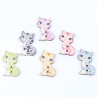 Cat Painted Wooden Buttons Decorative buttons For Sewing Scrapbooking Crafts 20pcs 26x16mm Haberdashery