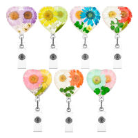 Heart-shaped Badge Reel ABS Drip Daisy Flower Patch Drip Daisy Flower Badge Reel ABS Badge Holder Acrylic Patch Badge Holder