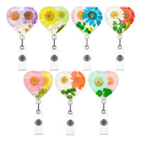 Elastic Badge Holder Heart-shaped Badge Reel Acrylic Patch Badge Holder ABS Badge Holder Drip Daisy Flower Badge Reel