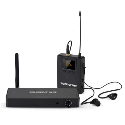 TAKSTAR ระบบตรวจสอบ WPM-300พร้อมหูฟังชนิดใส่ในหู UHF Audio Bodypack Receiver 164FT Transmission Range จอแสดงผลดิจิตอลสำหรับเวทีสตูดิโอ