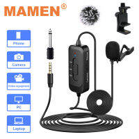 MAMEN New Lavalier Microphone with 8m Cable 100mAh Battery Condenser Microphone for DSLR Camera Phone PC Tablet Vlog Recording