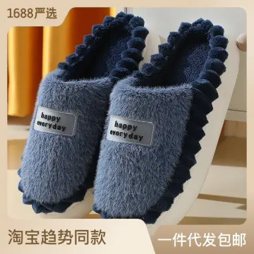 Mens faux deals fur slippers