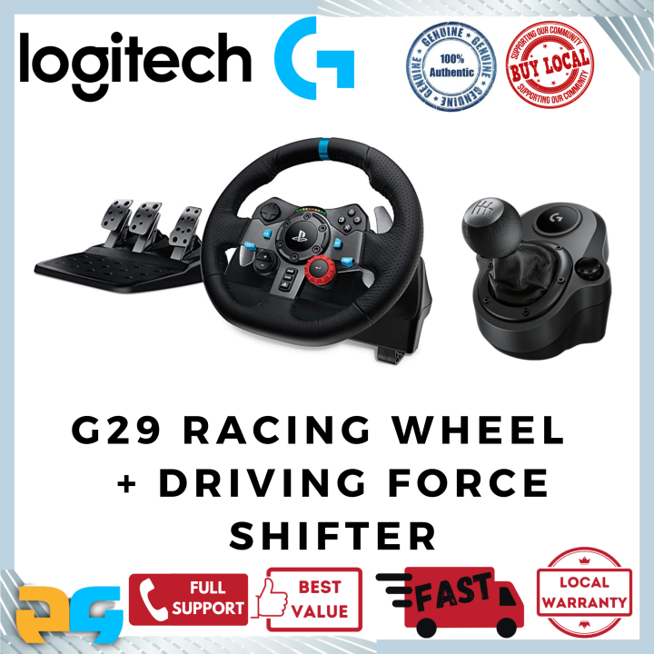 Logitech G29 Driving Force Racing Wheel and Pedals, Force Feedback, Real  Leather + Logitech G Driving Force Shifter - For PS5, PS4 and PC, Mac -  Black, volante logitech 
