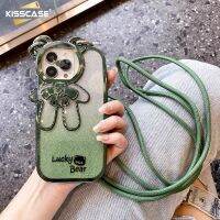 KISSCASE เคสมือจับสำหรับโทรศัพท์มือถือหมีกลิตเตอร์เคลือบอิเล็คโทรเพลทสำหรับ Iphone 14 Pro Max 14pro 14 13 13pro 13 12 11Promax 12pro 12 11Promax 11ซิลิโคนนิ่มกันกระแทก