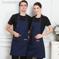 ✲▼⊙ Kitchen Cooking Apron Female Male Pocket Adjustable Waterproof Thickened Apron Baking Bar Restaurant Cafe Working Clothes Tools