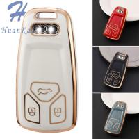 HK เคสคลุมป้องกันหุ้ม S7 Kunci Remote Mobil TPU สำหรับ Audi A4 B9 A5 A6 8S 8W Q5 Q7 4M S4 S5 TT TFSI RS