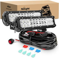 Nilight Led Light Bar 2PCS 12 Inch 72W Spot Flood Combo With Off Road Wiring Harness, 2 years Warranty (ZH030)