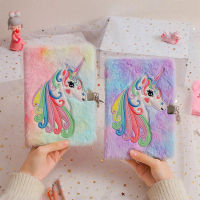 A5 Secret Diary Unicorn Animal Plush Diary Book Notebook With Lock Notepad Planner Agenda Book Journal Office School Stationery