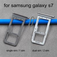 G930A G930FD G930F สำหรับ Samsung Galaxy S7 G930 G930P ของแท้กรอบโทรศัพท์ใหม่อะแดปเตอร์ซิมการ์ดและอะไหล่เปลี่ยนที่ยึดไมโครถาด SD การ์ด