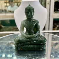 พระพุทธรูป แกะสลัก หินหยกพม่า ขนาดหน้าตัก 3 นิ้ว หยกแท้ Jadeite Type A ปางสมาธิ พร้อมฐาน หินอินเดีย