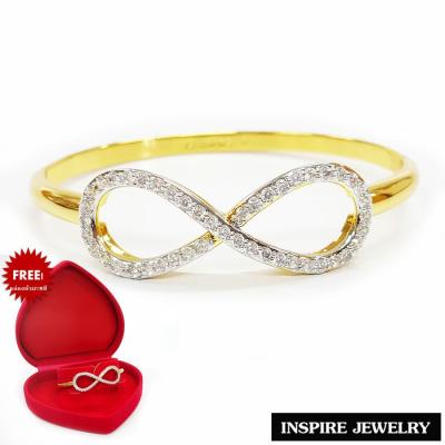 Inspire Jewelry ,กำไลอินฟีนิตี้ Infinity ฝังเพชรสวิส หุ้มทองแท้100% 24K  ความยิ่งใหญ่มหาศาล ร่ำรวย ไม่มีที่สิ้นสุด พร้อมกล่องกำไลหรู