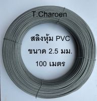 [ส่งฟรี] ลวดสลิงหุ้มพลาสติก, ลวดสลิงหุ้ม PVC ขนาด 2.5 มม. ยาว 100 เมตร