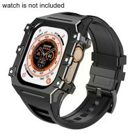 ✖ Metalowa obudowa opaska na Apple Watch Ultra 49mm metalowa osłona i silikonowy pasek do Iwatch Ultra 49mm wymienne opaski na rękę L6C3